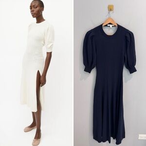 Jonathan Simkhai Cashmere Cut Out Midi Dress in Navy Blue, Size S